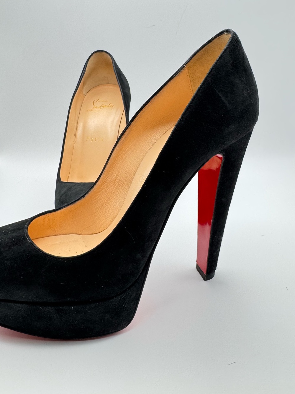Christian Louboutin Bibi 140 Black Suede Platform Pumps EU 36.5 - Picture 3 of 7